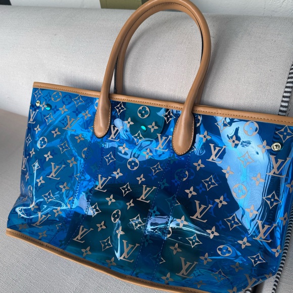 Louis Vuitton Blue and Tan Tote Bag - Picture 1 of 15
